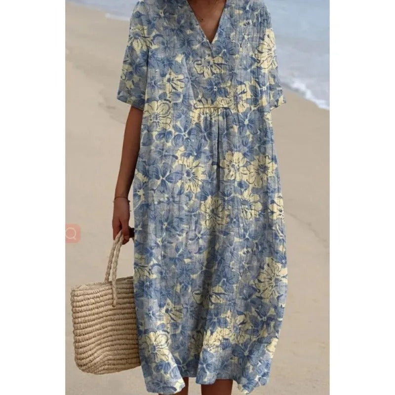 EM | Midikleid mit böhmischem Blumenmuster