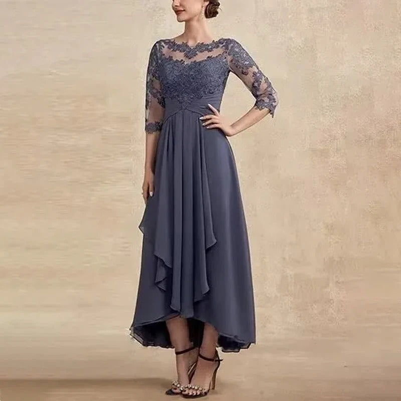 EM | Chiffon Maxikleid mit transparenten Ärmeln in Midi-Länge