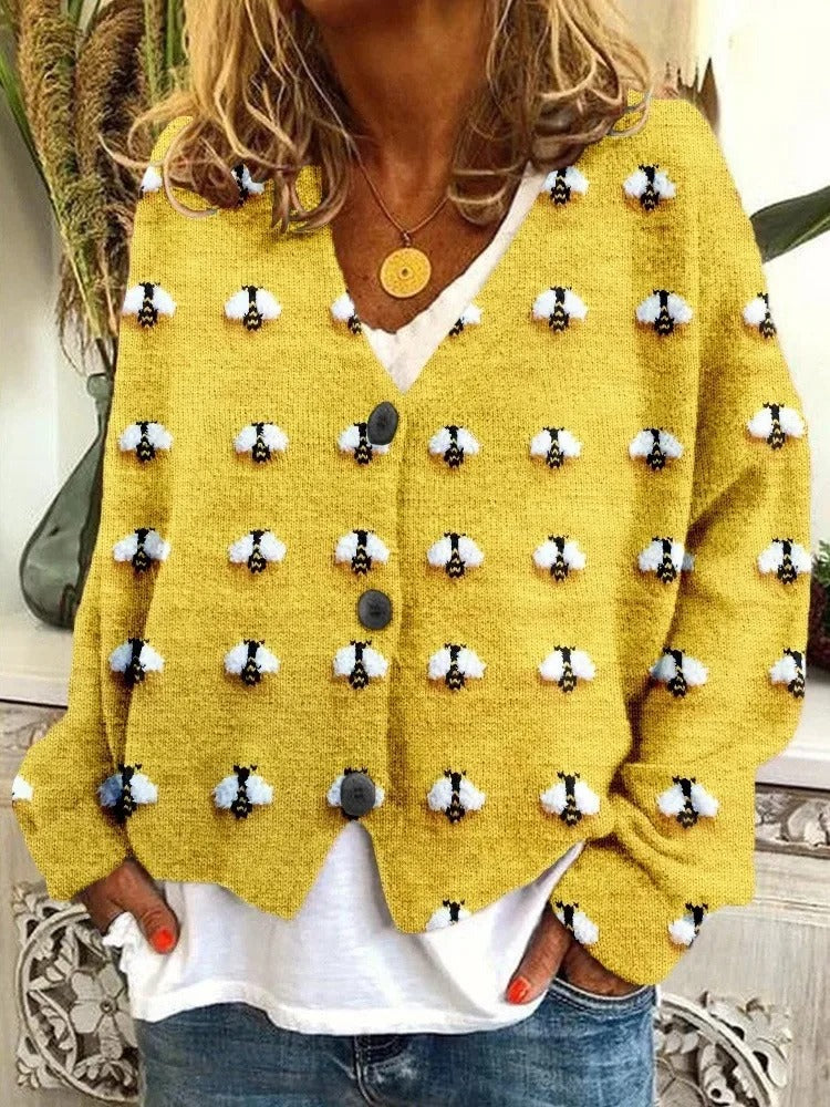 EM | Geblümte Strickjacke mit Knöpfen