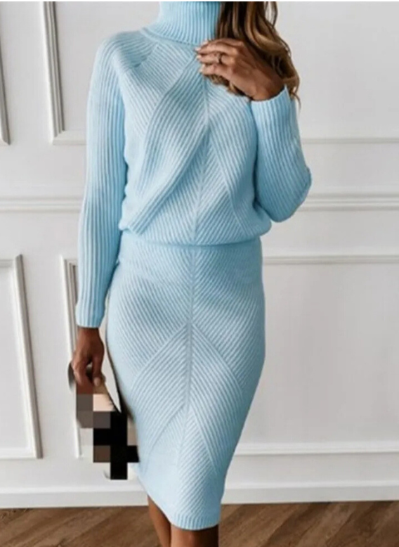 EM | Elegantes Set aus Rippenstrickpullover und Rock