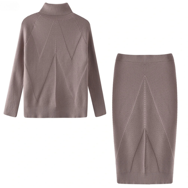 EM | Elegantes Set aus Rippenstrickpullover und Rock