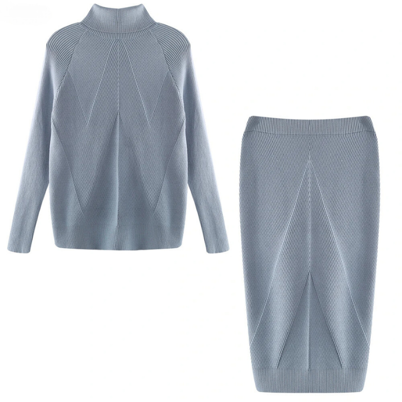 EM | Elegantes Set aus Rippenstrickpullover und Rock