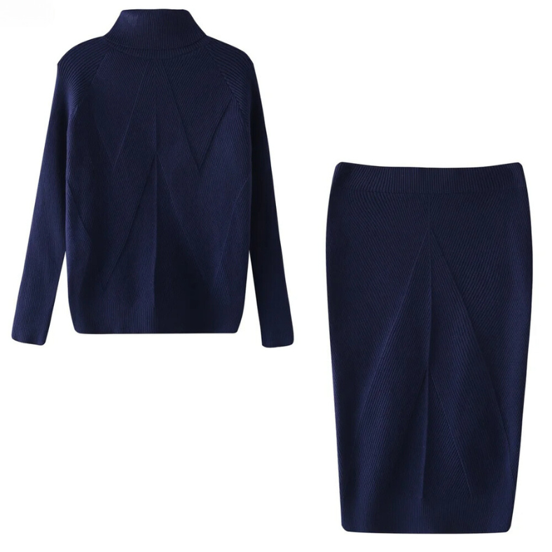 EM | Elegantes Set aus Rippenstrickpullover und Rock