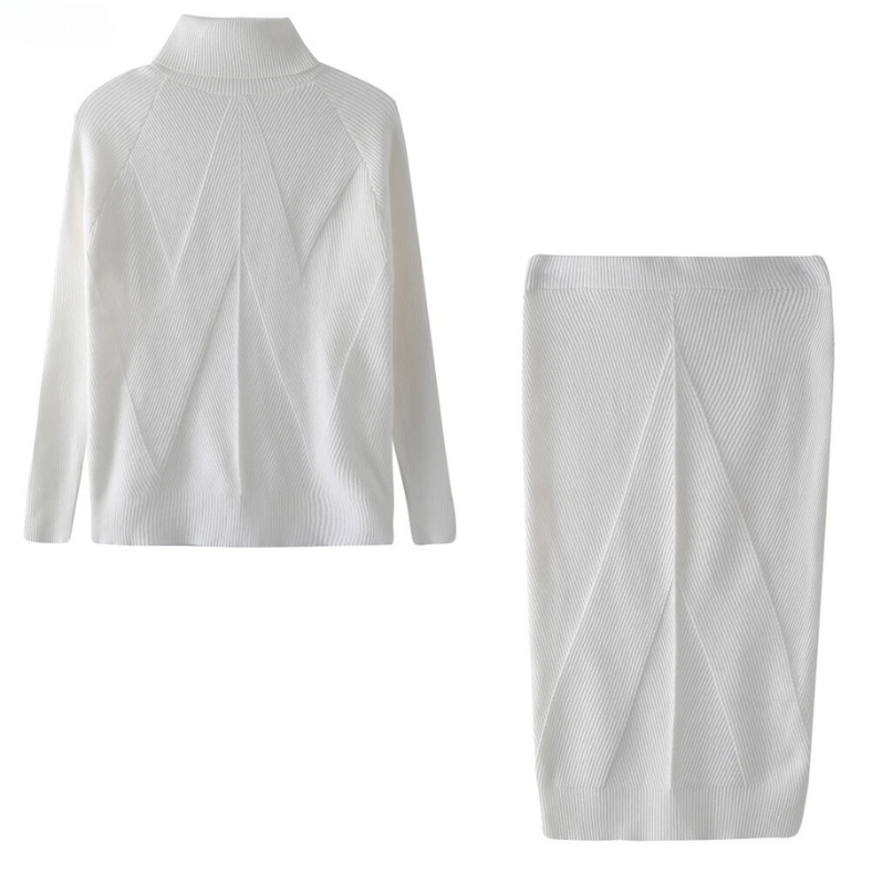 EM | Elegantes Set aus Rippenstrickpullover und Rock