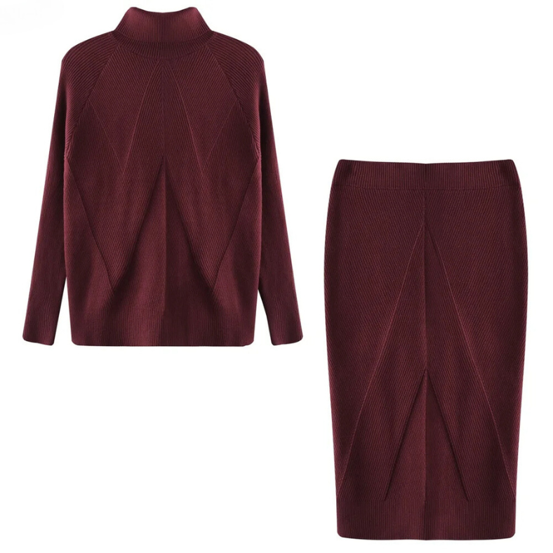 EM | Elegantes Set aus Rippenstrickpullover und Rock