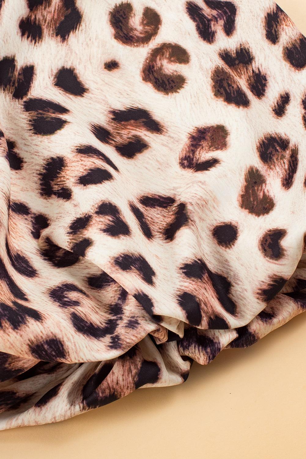 MW | Maxikleid mit Leopardenmuster und Puffärmeln für Frauen