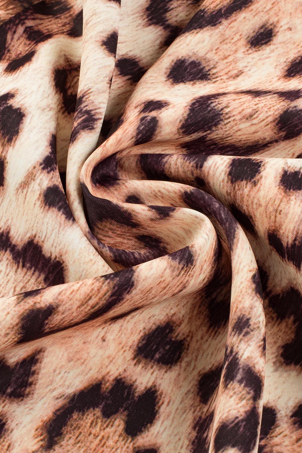 MW | Maxikleid mit Leopardenmuster und Puffärmeln für Frauen