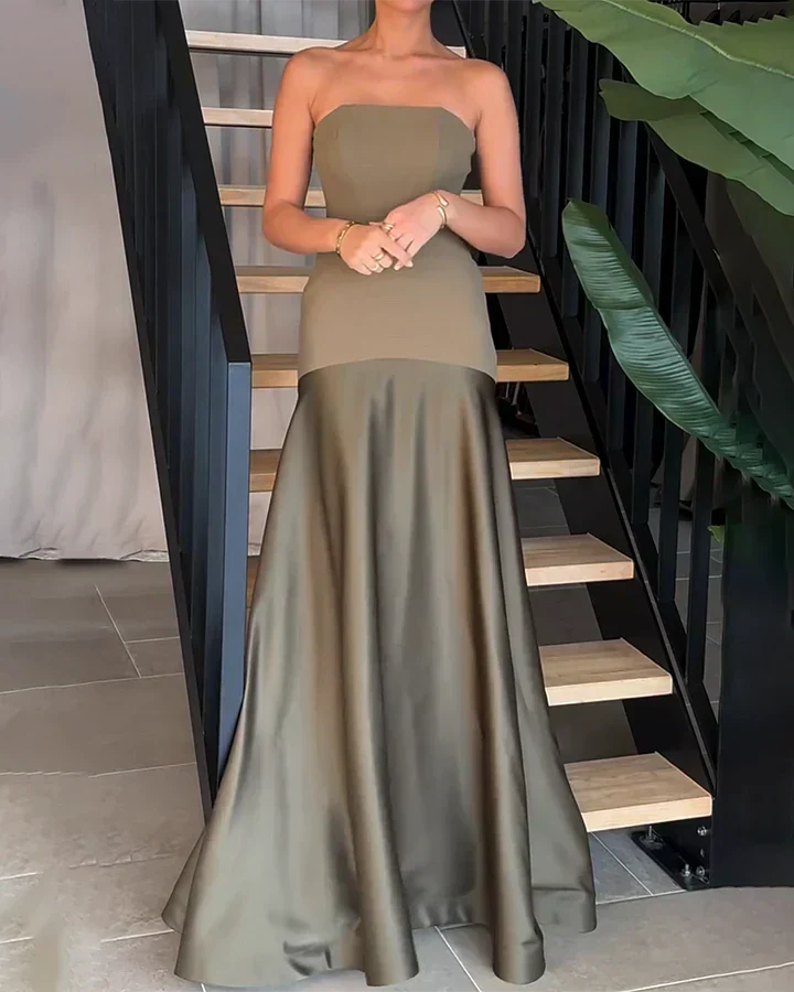 MW | Elegantes trägerloses Maxikleid