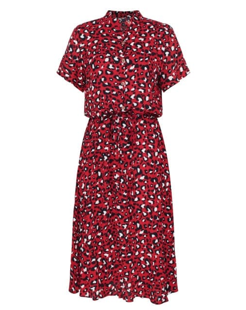 MW | Ladies Bohemian Leopard Print Shirt Dress Women Casual Midi Holiday Summer Dress Female A-line Loose Women Beach Dress
