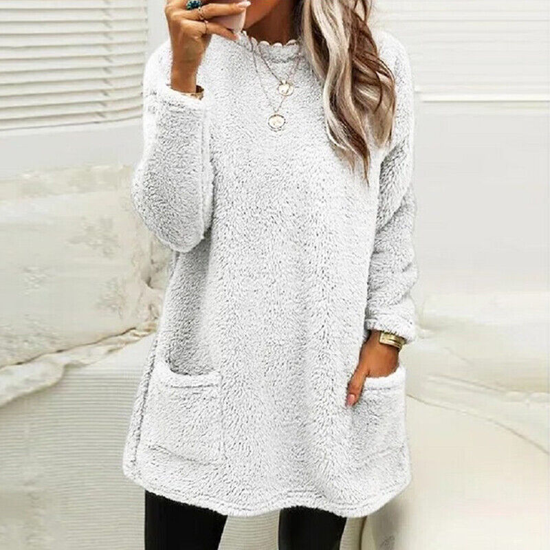 EM | Kuscheliger Plüsch-Fleece-Pullover mit Taschen