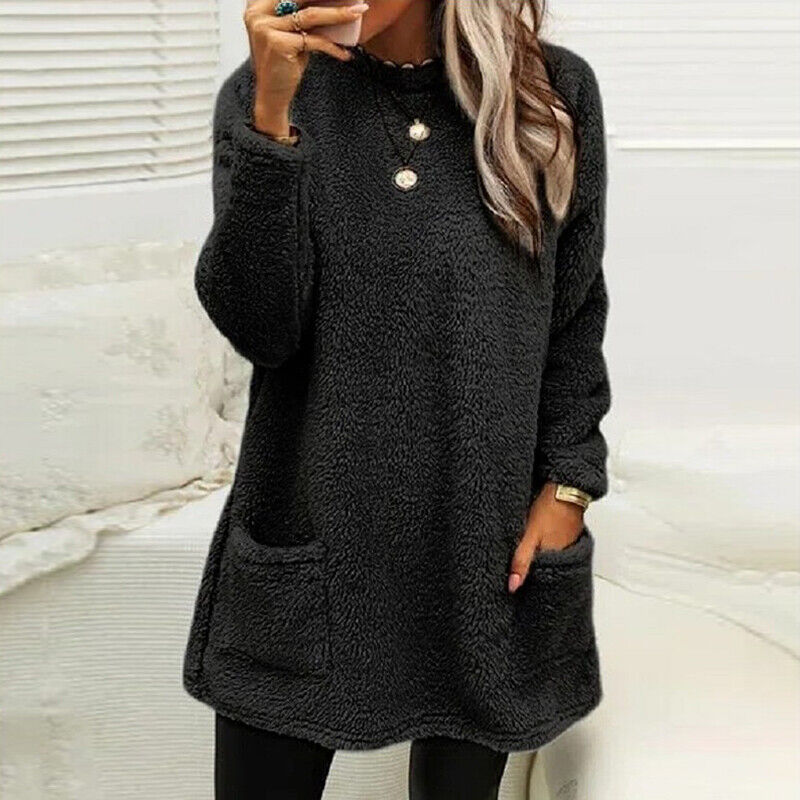EM | Kuscheliger Plüsch-Fleece-Pullover mit Taschen