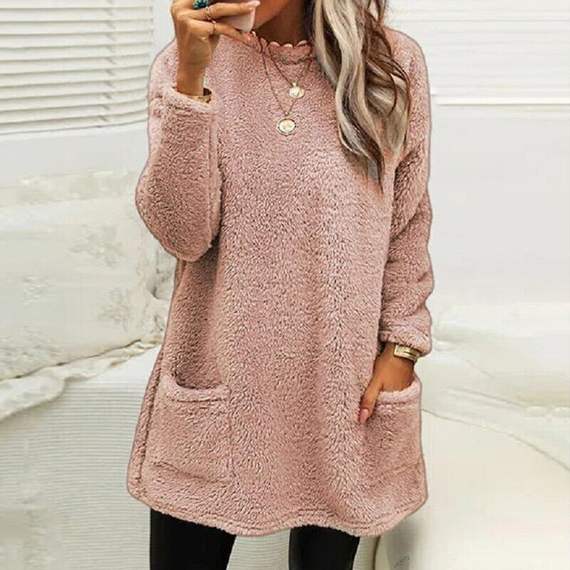 EM | Kuscheliger Plüsch-Fleece-Pullover mit Taschen