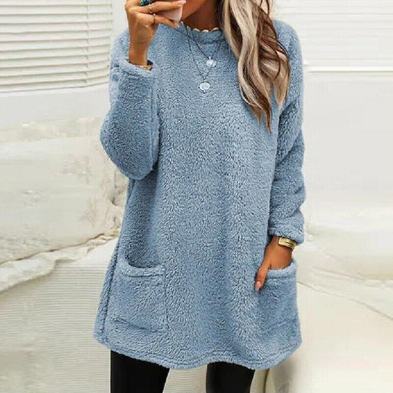 EM | Kuscheliger Plüsch-Fleece-Pullover mit Taschen
