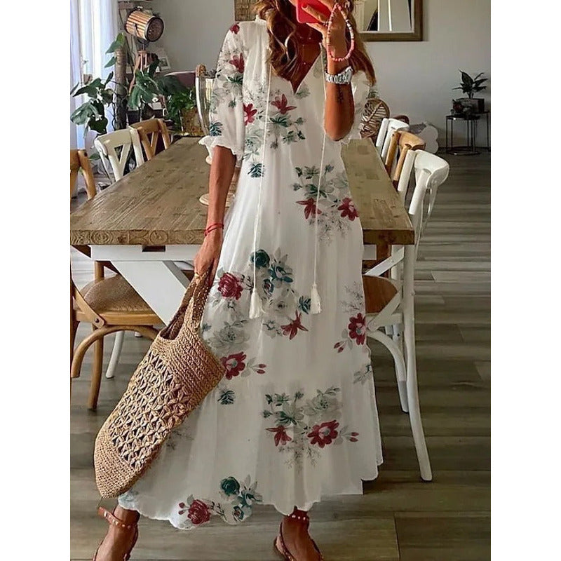 MW | Elegantes lockeres Baumwoll-Leinen Maxikleid 1 + 1 FREE