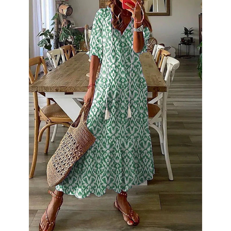 MW | Elegantes lockeres Baumwoll-Leinen Maxikleid 1 + 1 FREE