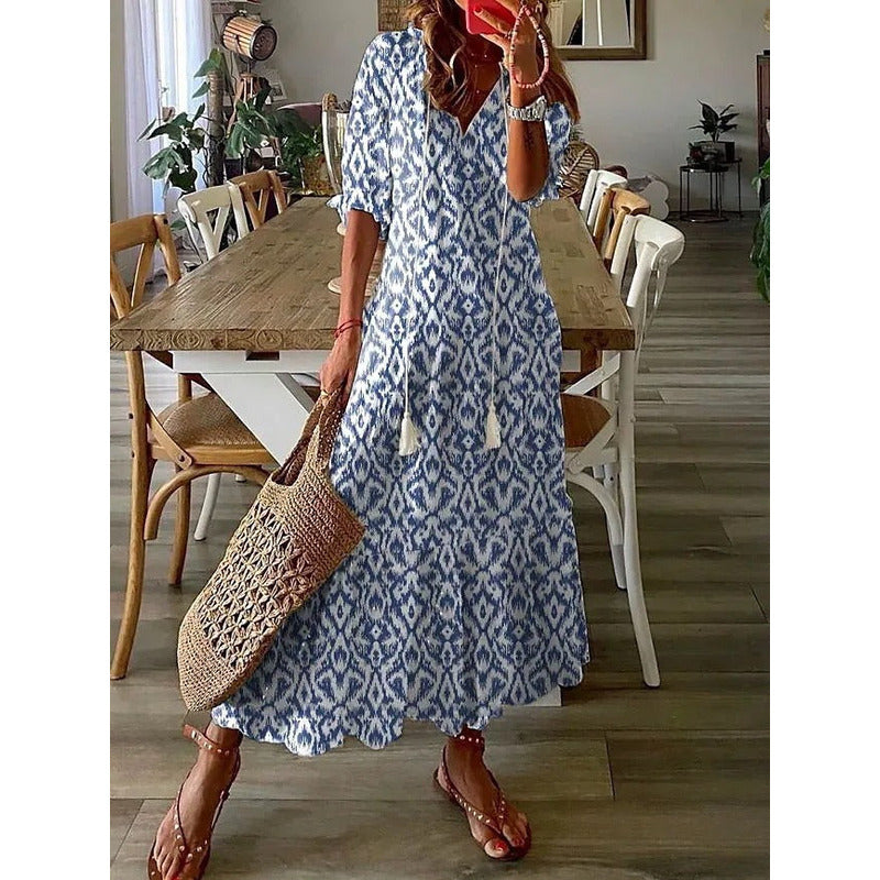 MW | Elegantes lockeres Baumwoll-Leinen Maxikleid 1 + 1 FREE