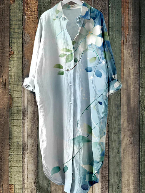 EM | Geknöpftes Midikleid mit Blumendruck