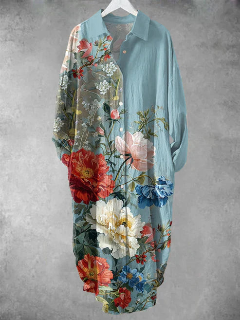 EM | Geknöpftes Midikleid mit Blumendruck