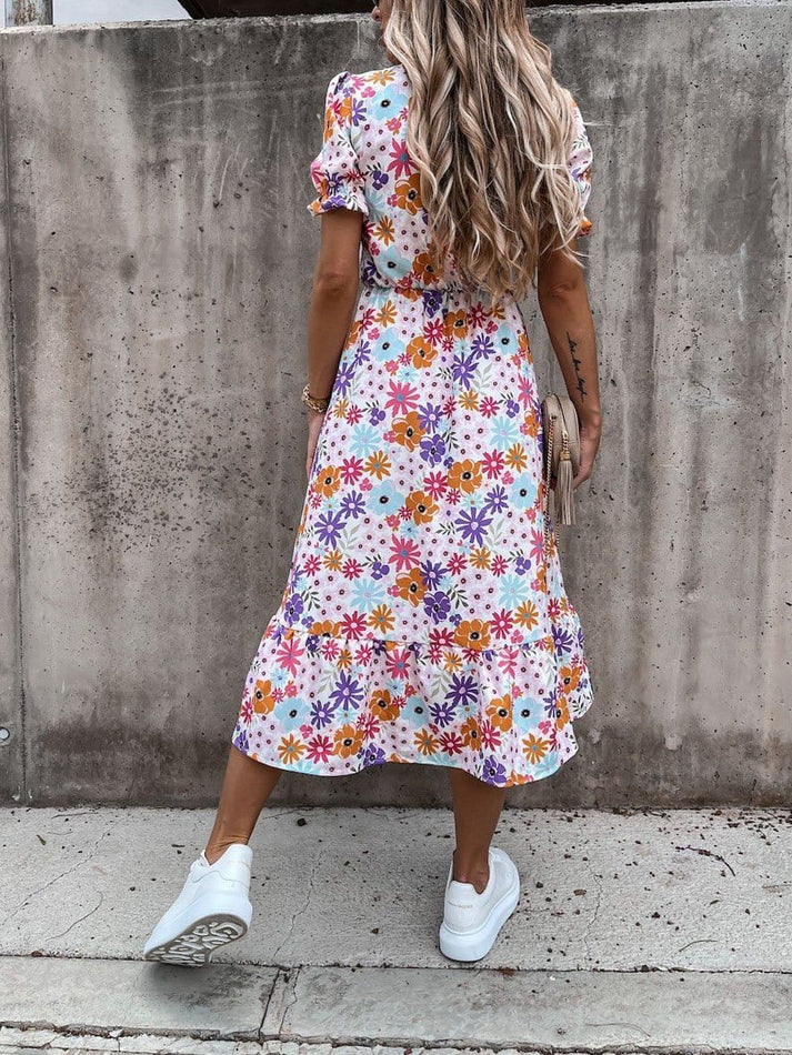 EM | Karen – Gemustertes Maxikleid mit V-Ausschnitt