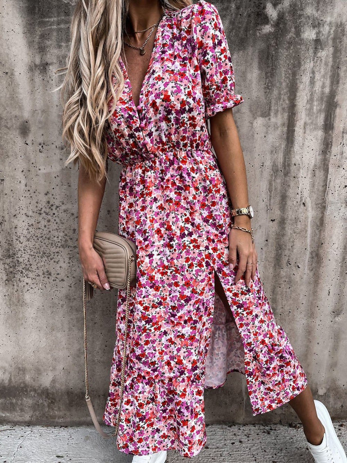 EM | Karen – Gemustertes Maxikleid mit V-Ausschnitt