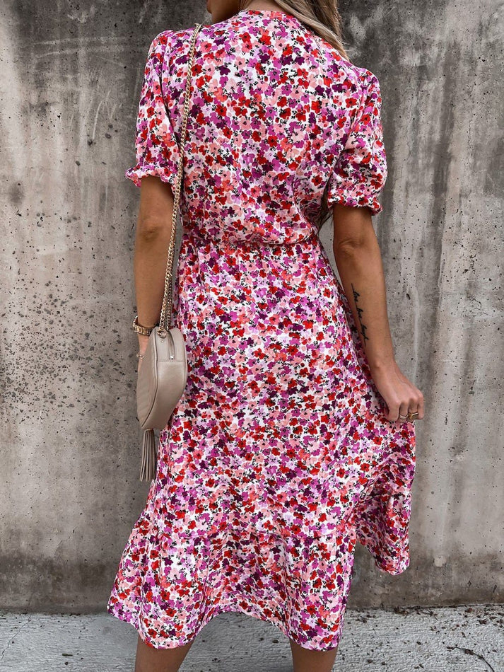 EM | Karen – Gemustertes Maxikleid mit V-Ausschnitt