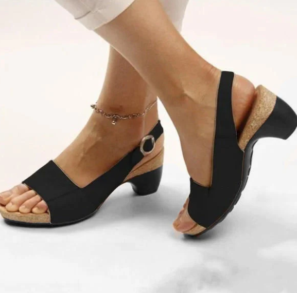 EM | Offene Slingback-Sandalen mit Blockabsatz