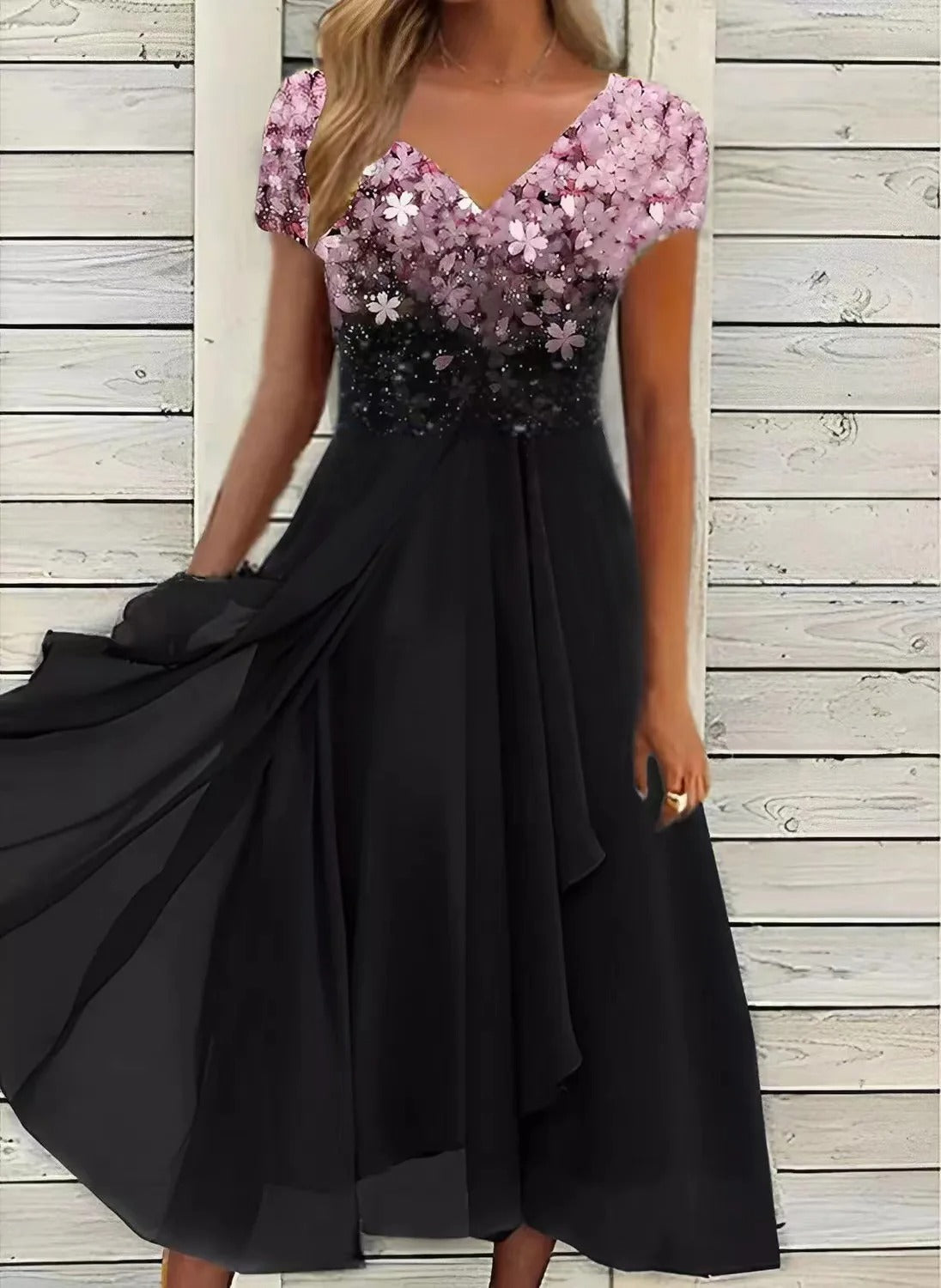 EM | Elegantes Maxikleid mit V-Ausschnitt