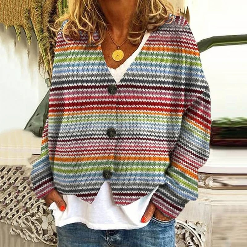 EM | Boho Patchwork Strickjacke mit Blumen