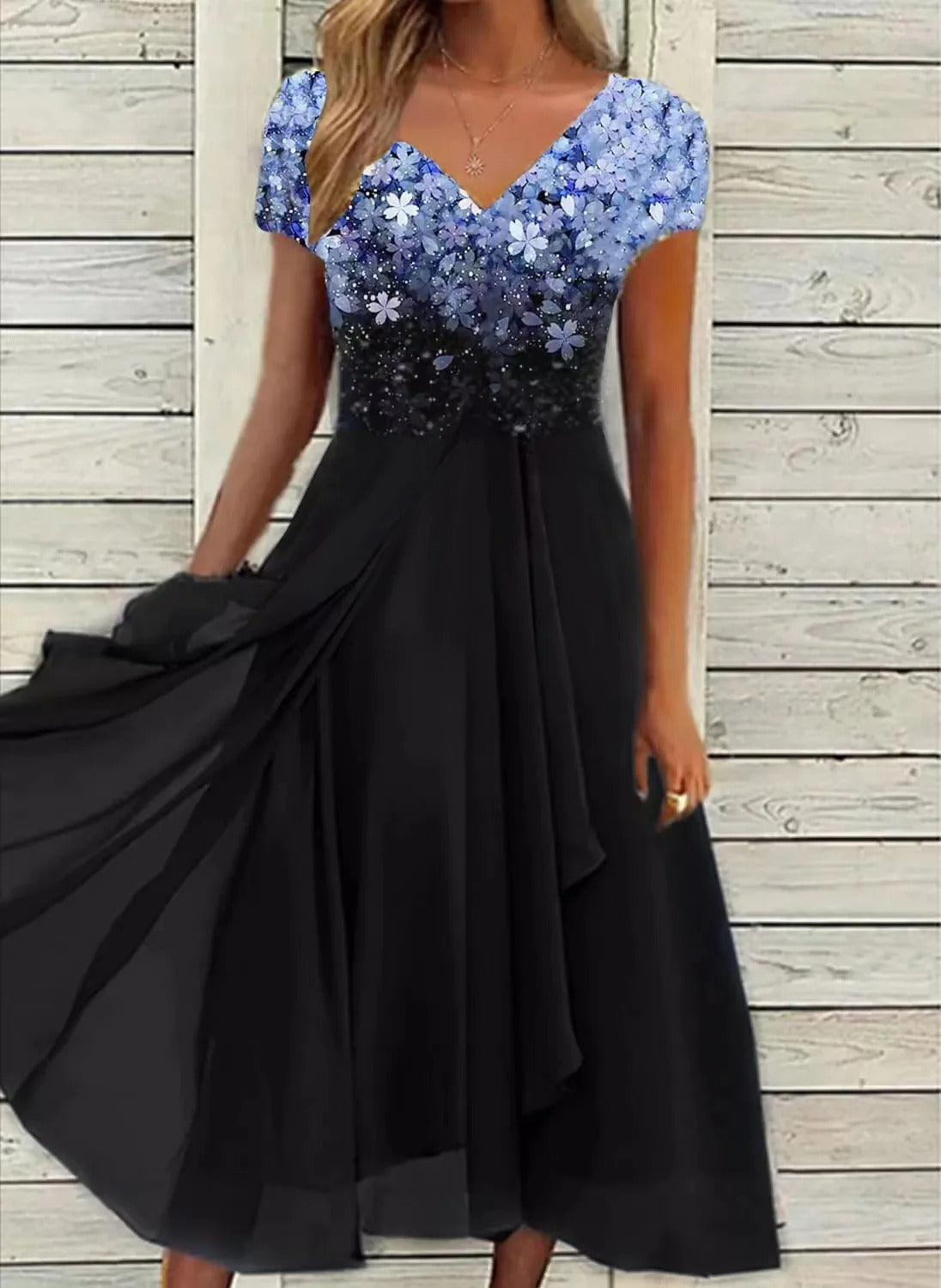 EM | Elegantes Maxikleid mit V-Ausschnitt