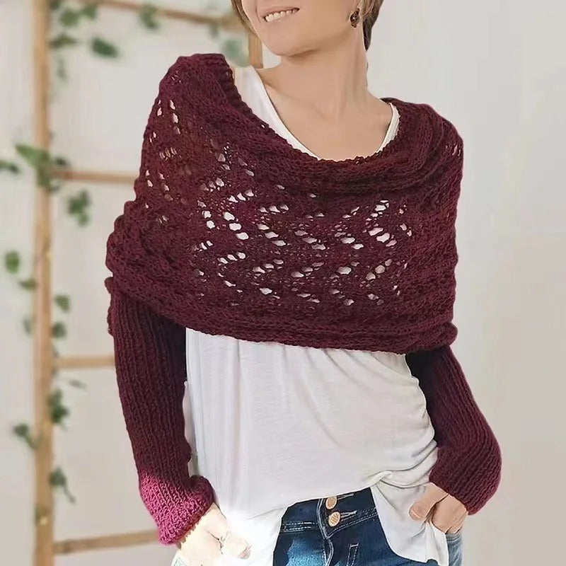 EM | Eleganter Strick-Wickelpullover mit durchbrochenem Detail