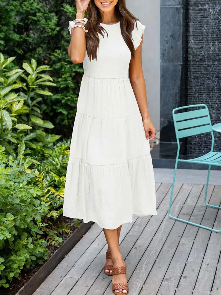 MW | Fließendes gestuftes Midikleid