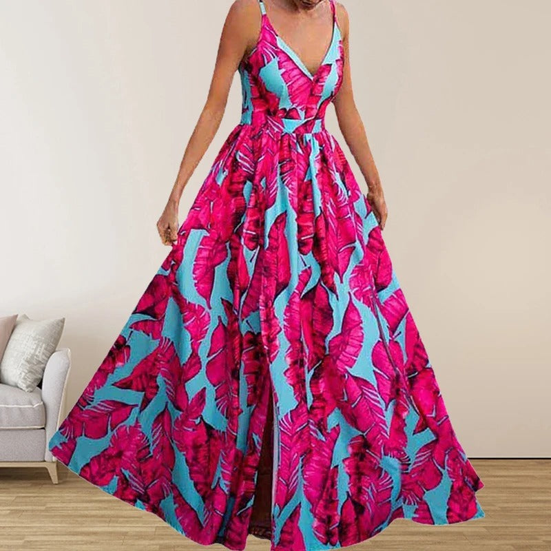 EM | Bedrucktes Kleid mit V-Ausschnitt