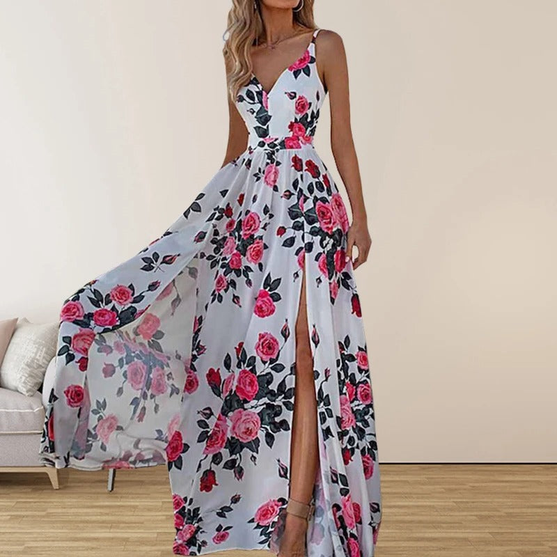 EM | Bedrucktes Kleid mit V-Ausschnitt