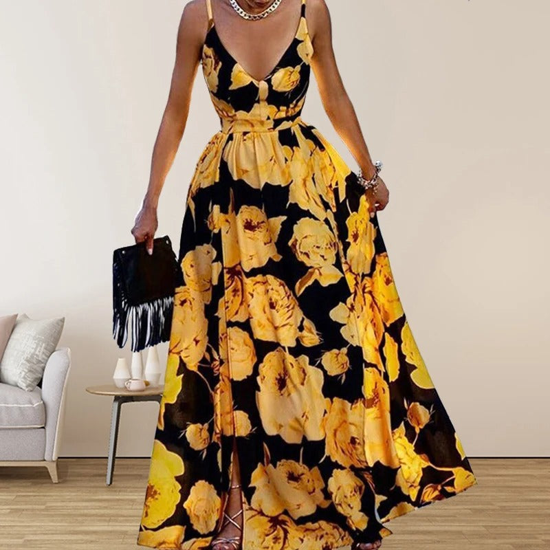 EM | Bedrucktes Kleid mit V-Ausschnitt
