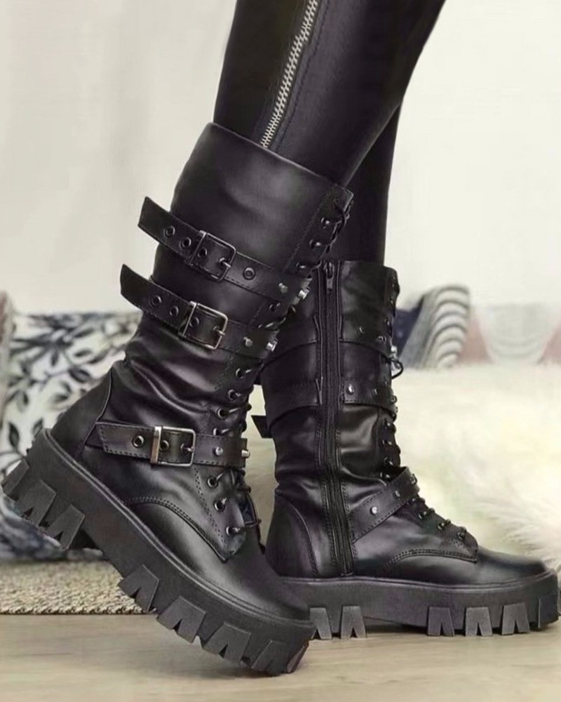 EM | Stiefel mit Reißverschluss und Schnallen