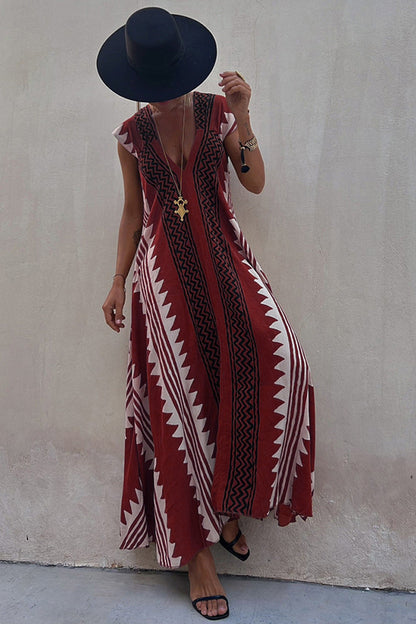 MW | Strandtermine Ethnodruck Maxikleid in A-Linie