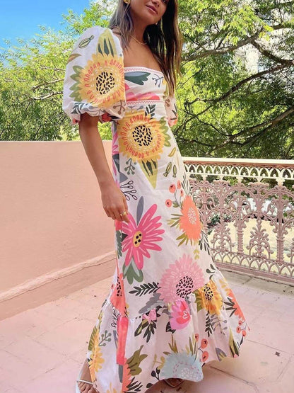 MW | Maxikleid mit Blumendruck