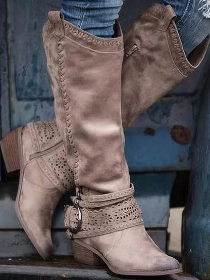EM | Kniehohe Boho-Western-Stiefel