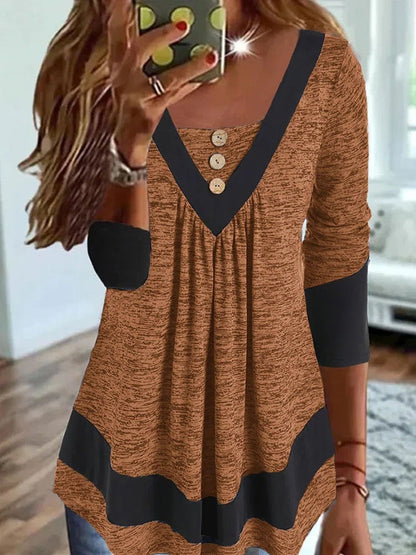 MW | Lässiges Damen-T-Shirt mit V-Ausschnitt und Pullover-Druck