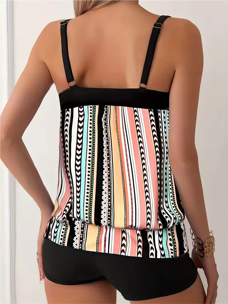 EM | Gestreiftes Tankini mit Druck