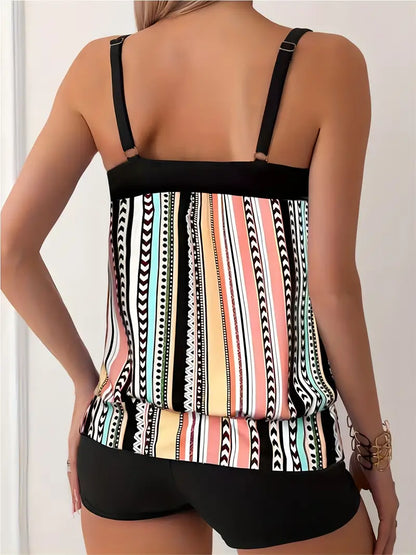 EM | Gestreiftes Tankini mit Druck