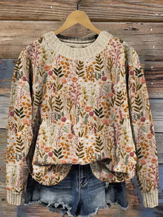 EM | Vintage-Pullover aus Blumenstrick