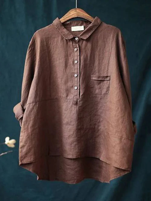 EM | Reverskragen Button-Down Langarmhemd mit Taschen
