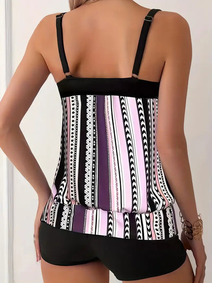 EM | Gestreiftes Tankini mit Druck