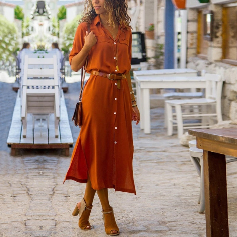 MW | Langes Shirtkleid mit Gürtel