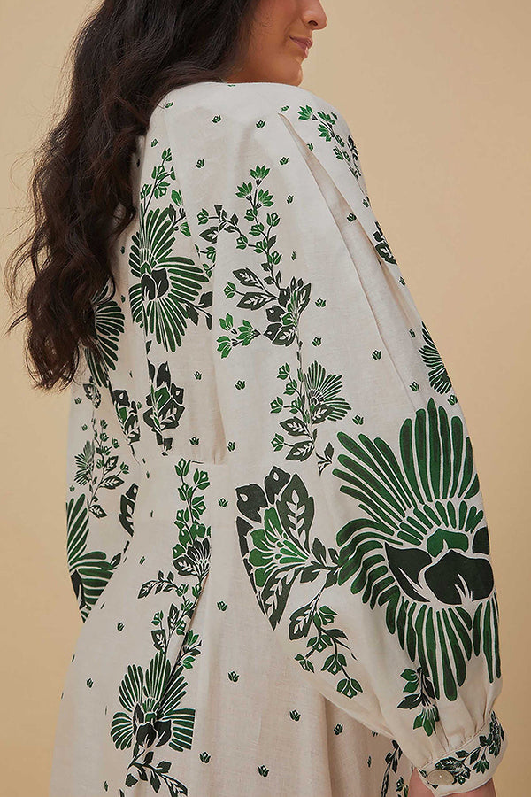 MW | Einzigartiger Druck Button Down Langarm Shirt Maxikleid