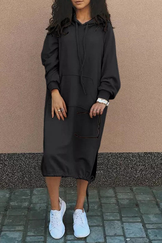 EM | Lässiges Sweatshirt Midikleid mit Kapuze