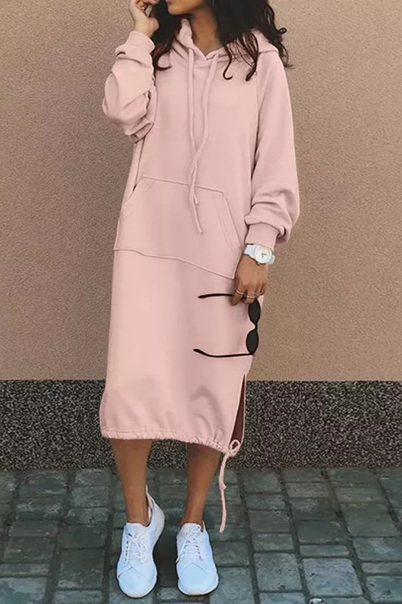 EM | Lässiges Sweatshirt Midikleid mit Kapuze