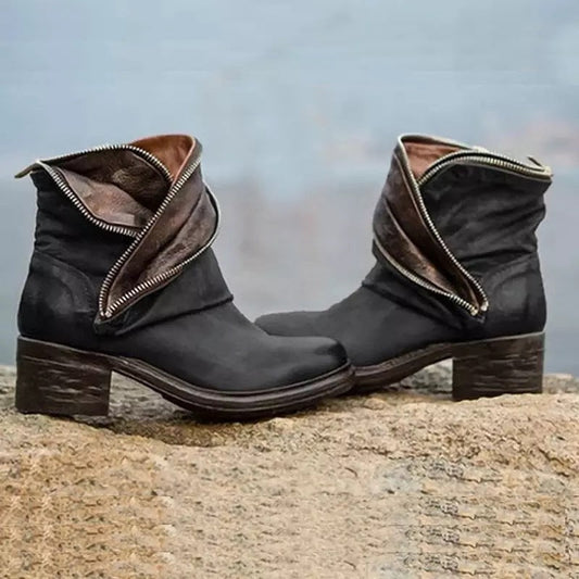 EM | Edle, umklappbare Stiefeletten mit Reißverschluss