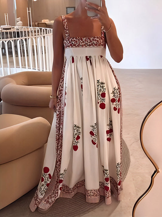MW | Maxikleid mit quadratischem Ausschnitt und Blumendruck